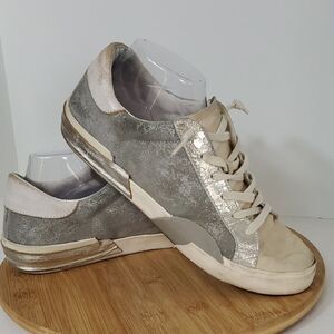 Dolce Vita Zina Metallic Silver and Cream Sneakers Women's Size 11